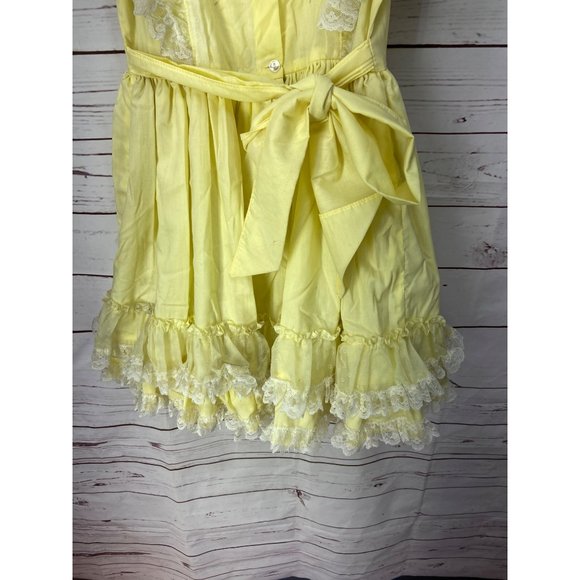 Vintage Better Made by Betty Oden Heirloom Yellow 6 Ruffle Lace Tulle Pageant Dr - Picture 3 of 11